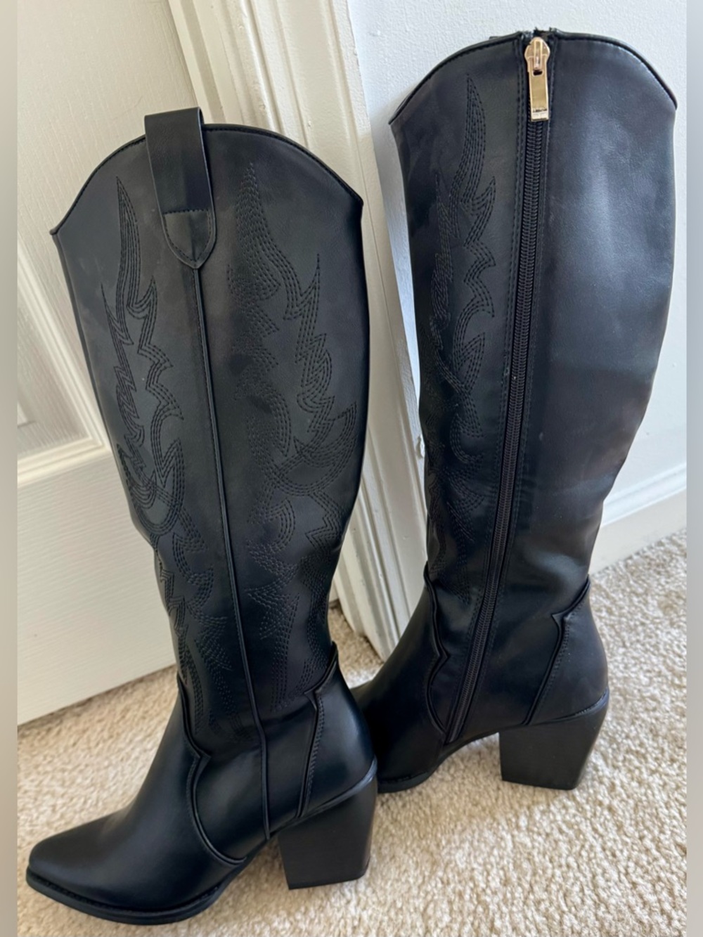 Dream Pairs Black Over-the-Knee Western Boots NWOB - Picture 2 of 4